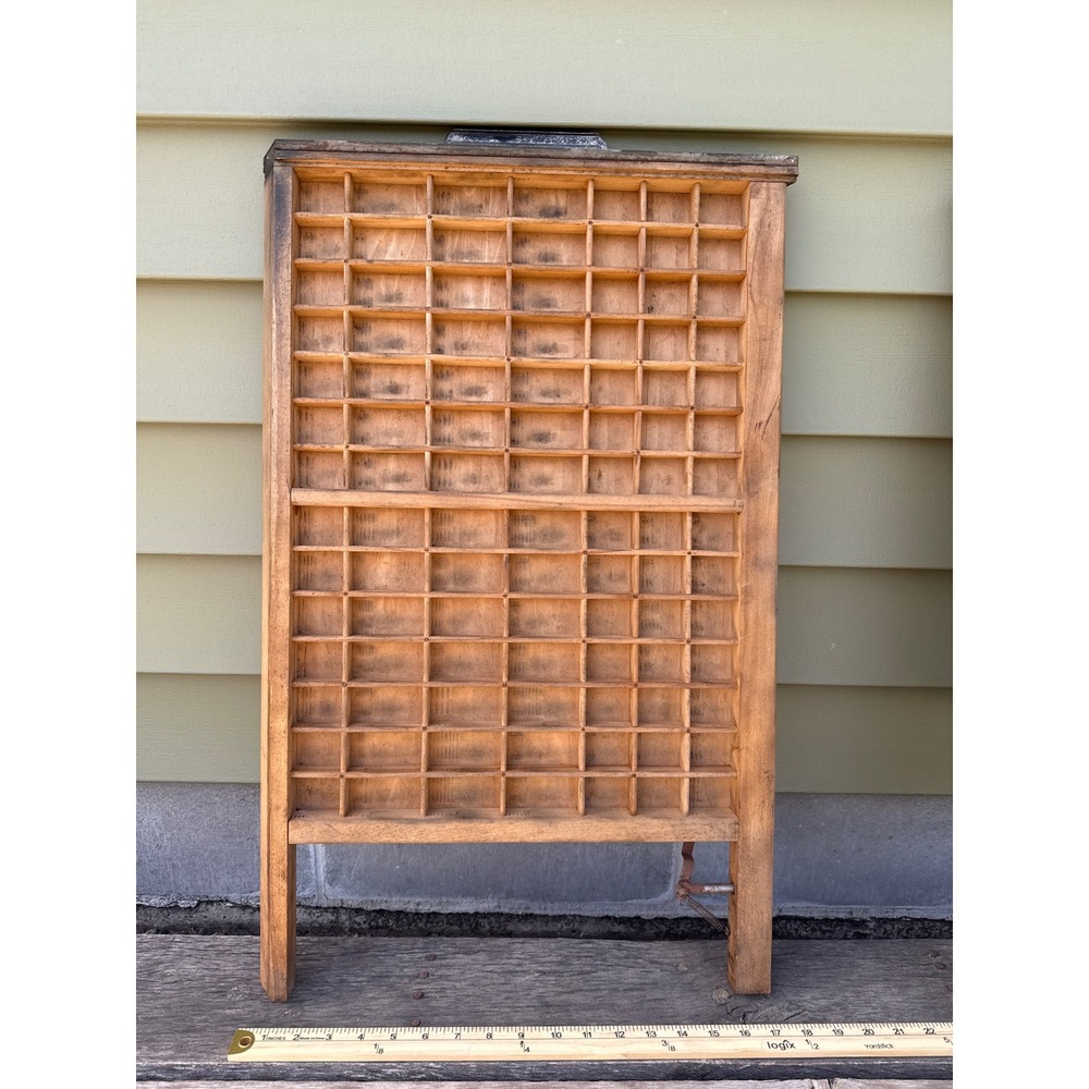 Vintage Wood Printers Type Drawer Standing Shadow Box Display Shelf 28x17